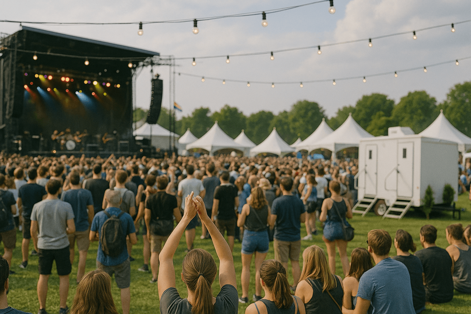 Festival grounds with luxury restroom trailers